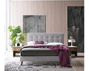 5ft King Novara Light Grey Fabric Upholstered Bed Frame